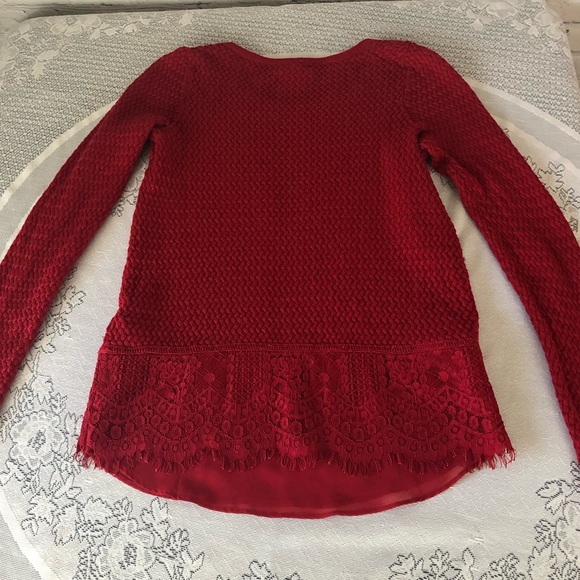 Women's Lucky Brand bright red sweater with chevron pattern knit. Size medium - Picture 16 of 16